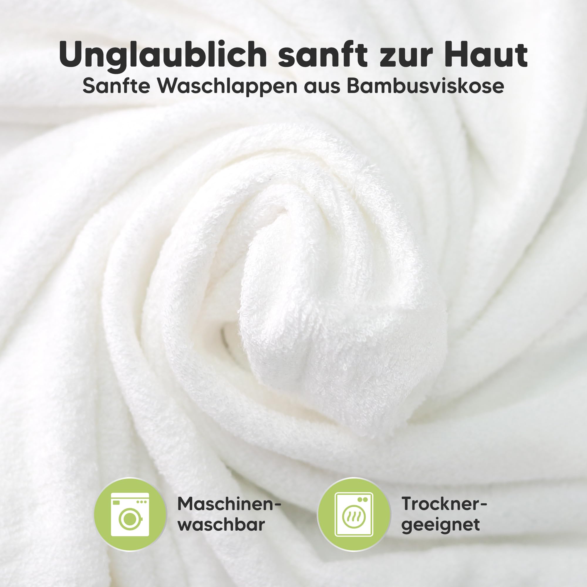 KeaBabies 6-Pack Babywaschlappen - Weiche Bambus-Waschlappen für Babys, Kinder, Ultra Absorbierende Neugeborenen-Badehandtücher, 25 x 25cm, Sanft für empfindliche Haut (White)
