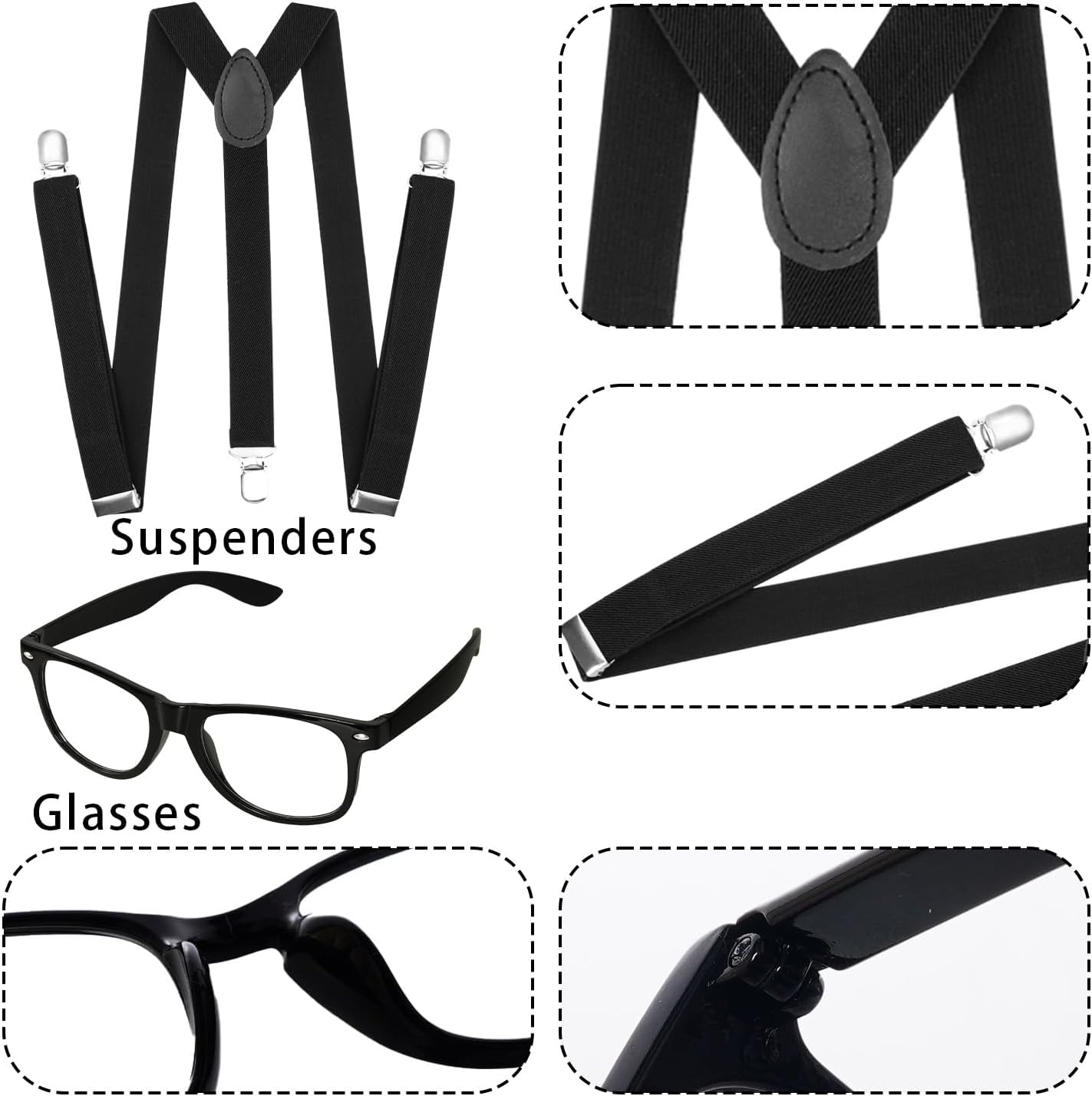 7Pcs 100 Days of School Men Costume, 100 Days of School Man Costume for Halloween Grandpa Costume 1920s Old Man Outfit - Image 5