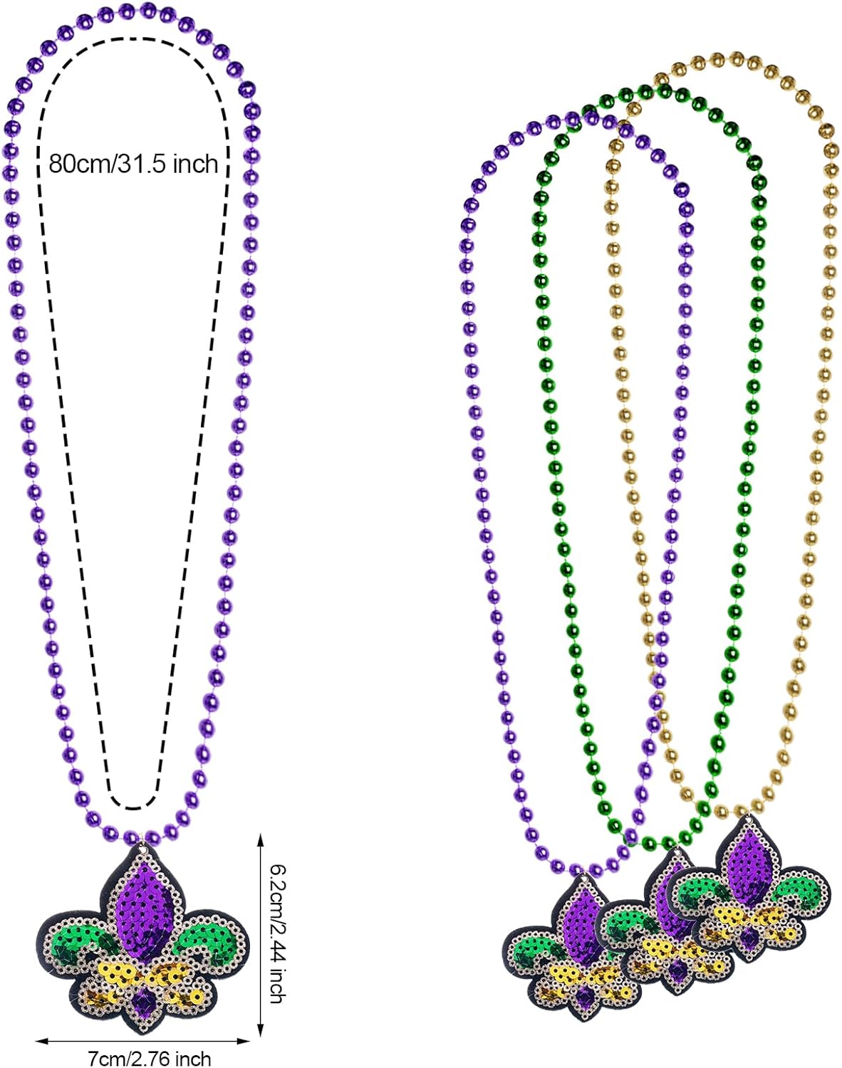 6 Pack Mardi Gras Costume Accessories Tutu Skirt Feather Headband Mask and Beads Necklaces for Carnival Parade Celebration Party - Image 3