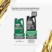 Vista 4 de Castrol Aceite de motor de mezcla sintética GTX High Mileage 10W-40, 5 cuartos de galón, paquete de 2
