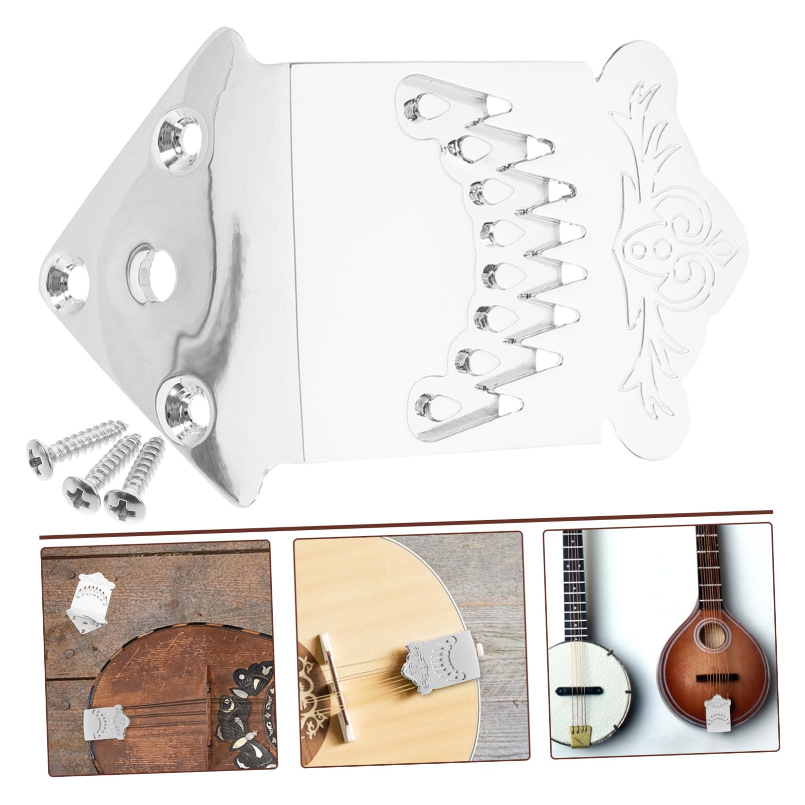 Toyvian 4 zestawy deski kreślarskiej z mantoliny, części metalowe do mandoliny, profesjonalne akcesoria do mandolin, gitary, instrumentów muzycznych, mandoliny, uchwyt strunowy z metalu, podstawa