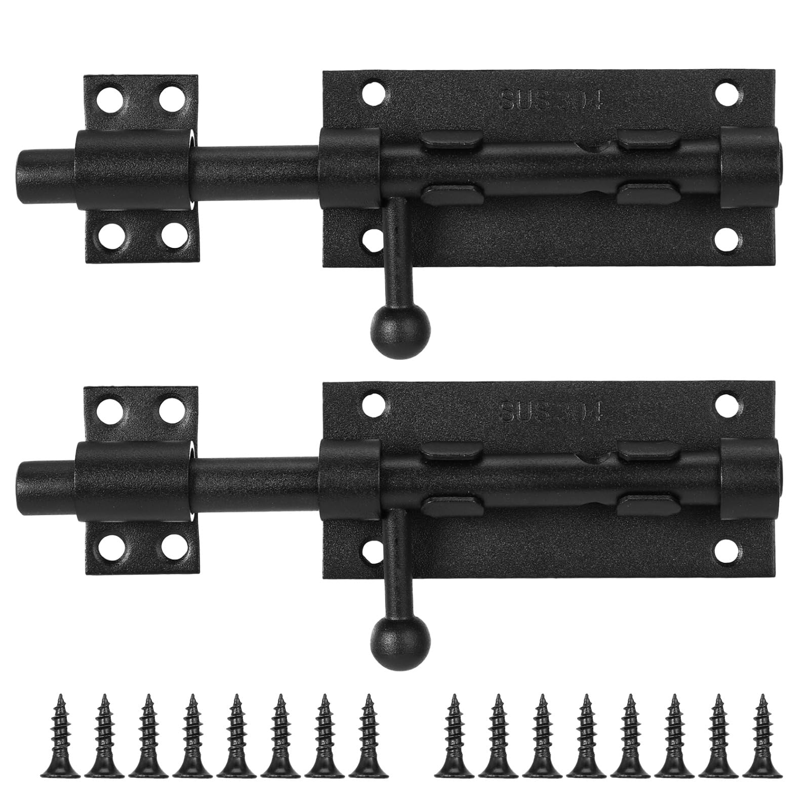 2 Stk. Riegelverschluss für Tore, 16 cm Schieberiegel aus 304 Edelstahl, robuster Türriegel mit 7 mm Vorhängeschloss-Öse, abschließbare Bolzenriegel für Türen, Schränke, Gartenzäune und Gartenhäuser