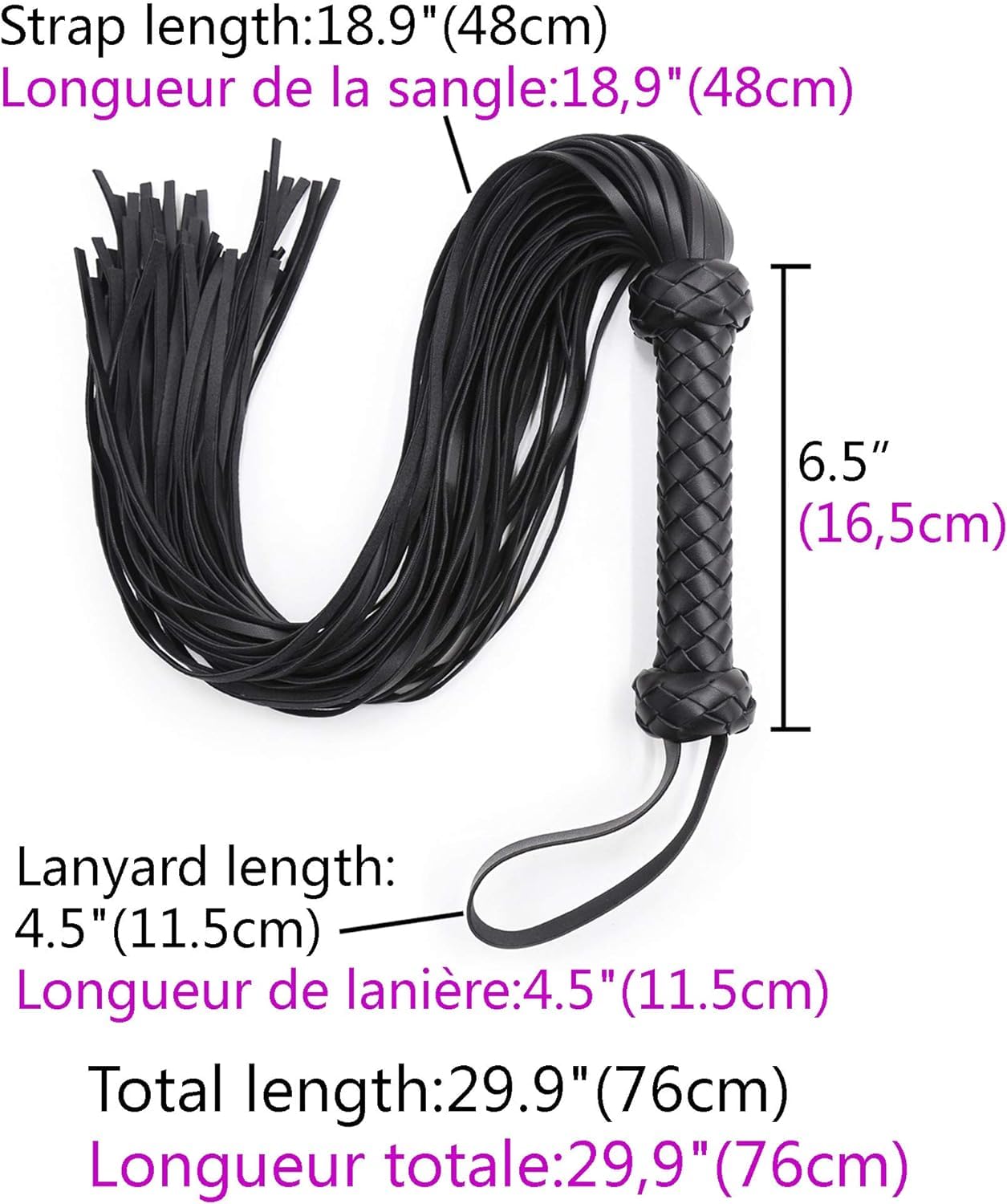 Frusta in Pelle Frusta Nappa Frusta da Equitazione con Impugnatura Antiscivolo Frusta in Pelle, utilizzata per spettacoli teatrali (Nero)
