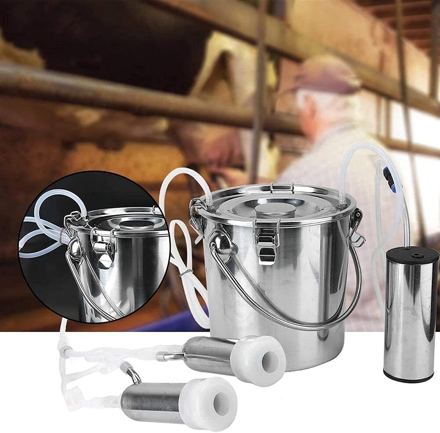 Mungitrice Elettrica Portatile Per Capre E Pecore - Kit Completo Con Secchio Da 5L, Tensione 100-240V