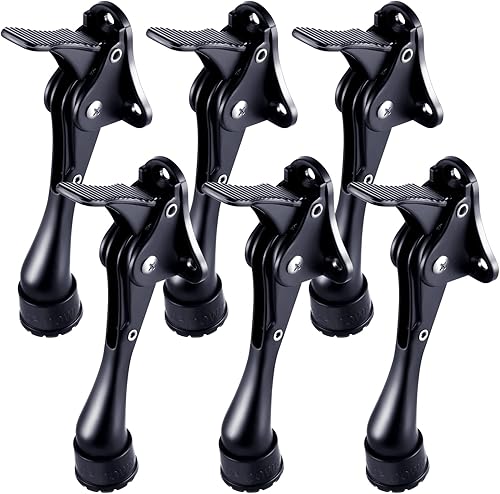 6 topes de puerta resistentes para la parte inferior de la puerta, topes de puerta de metal con puntas de goma ajustables, tope de puerta de resorte