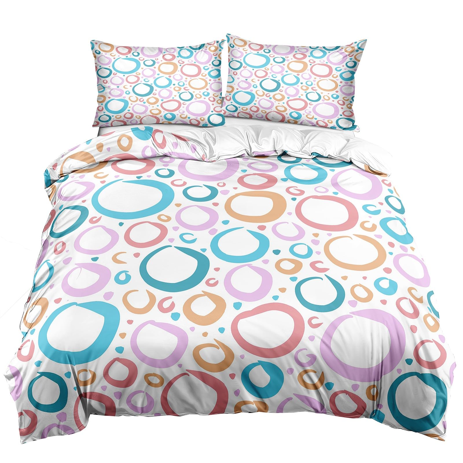 Parure housse couette 220x240 anti-plis en microfibre douce avec fermeture eclair efficace