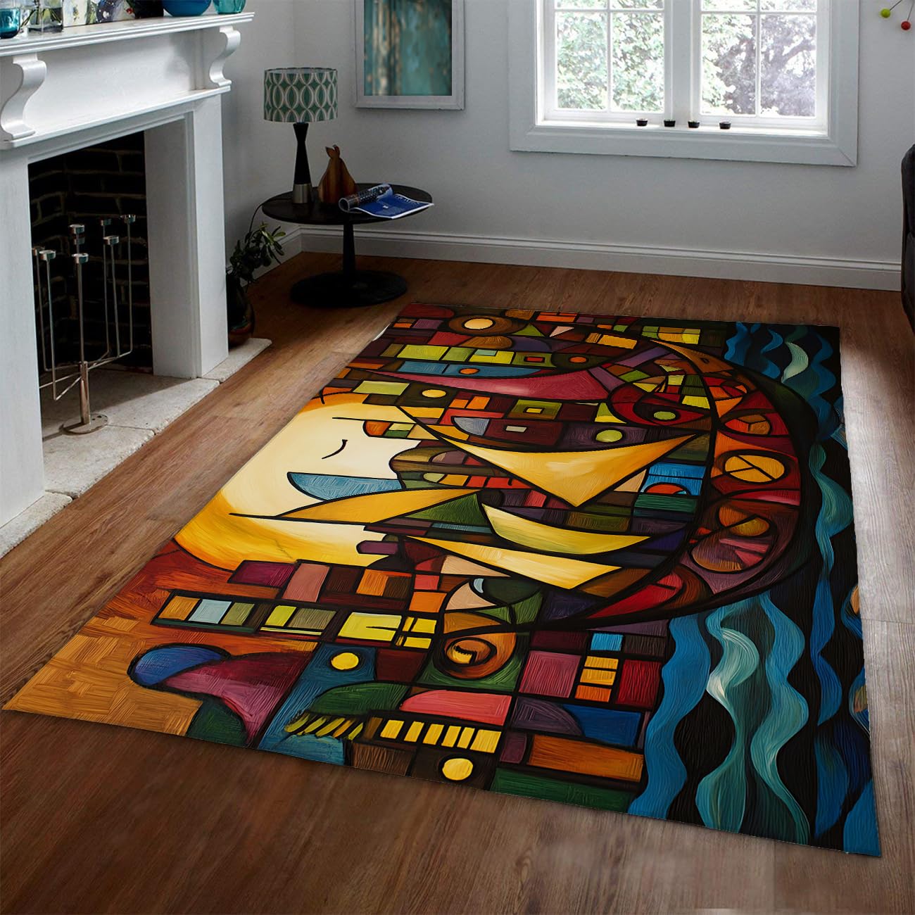 Flächenteppich waschbare Teppiche für Schlafzimmer Küche Wohnzimmer abstrakte Stadtlandschaft rutschfeste Teppiche mit niedrigem Flor weiche Matten für Heimspielzimmer-Dekoration 120x180cm