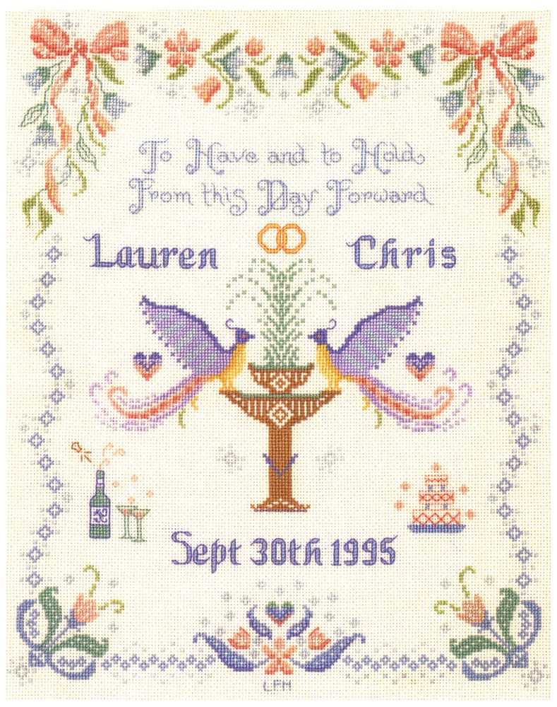 Lifetime Samplers Wedding Sampler - Complete Cross Stitch kit on 14 aida with Clear Colour Chart