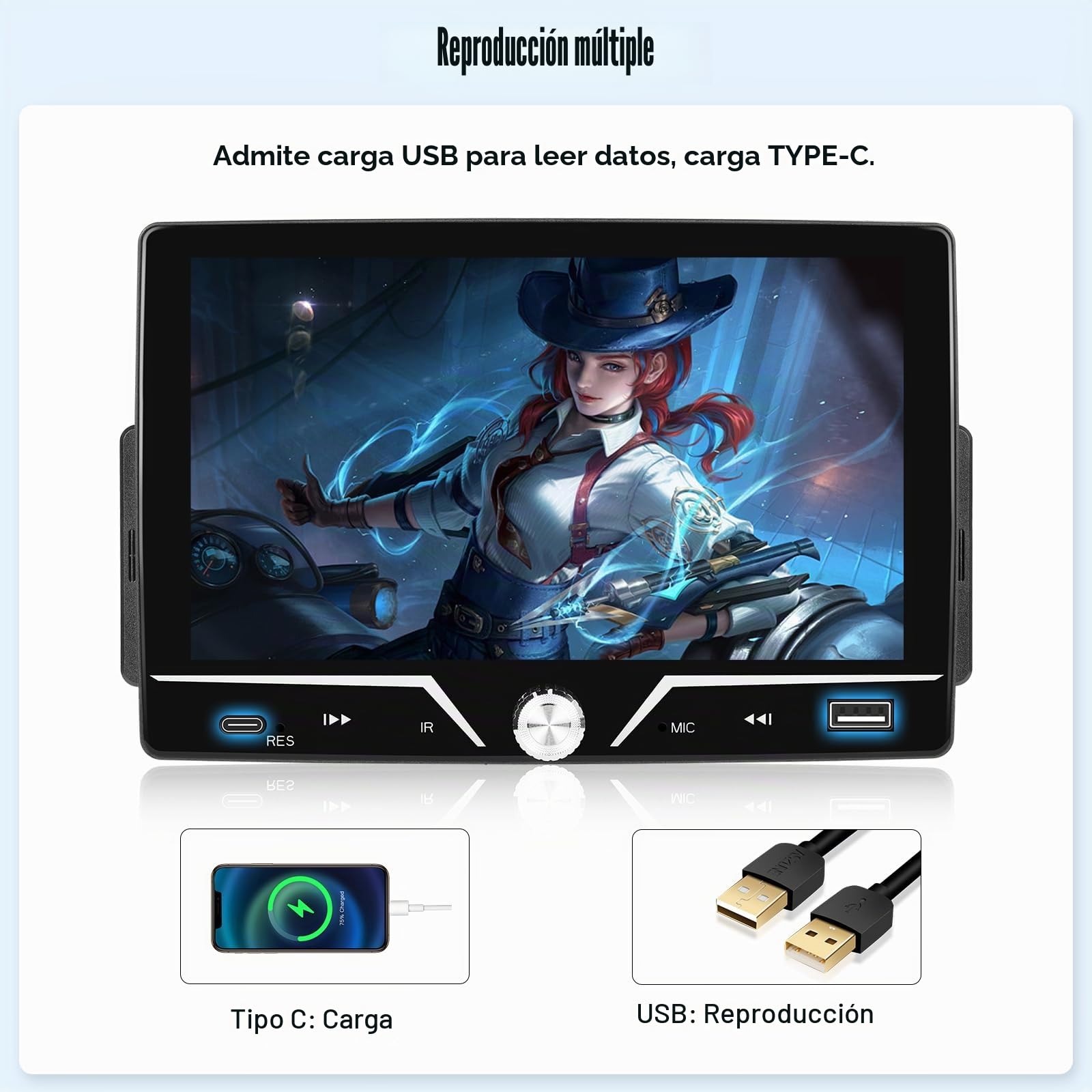 CAMECHO 1 DIN Carplay Bluetooth Radio 7 Pulgadas con Cámara Trasera, Pantalla Táctil HD Wired Android Auto Autoradio con FM EQ-Ton Control en el Volante USB Mirror Link
