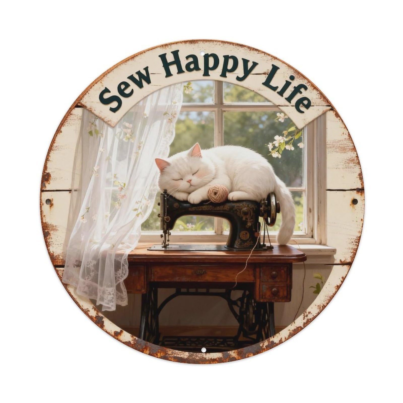 Sew Happy Life Sign Metal Tin Sign Plaque