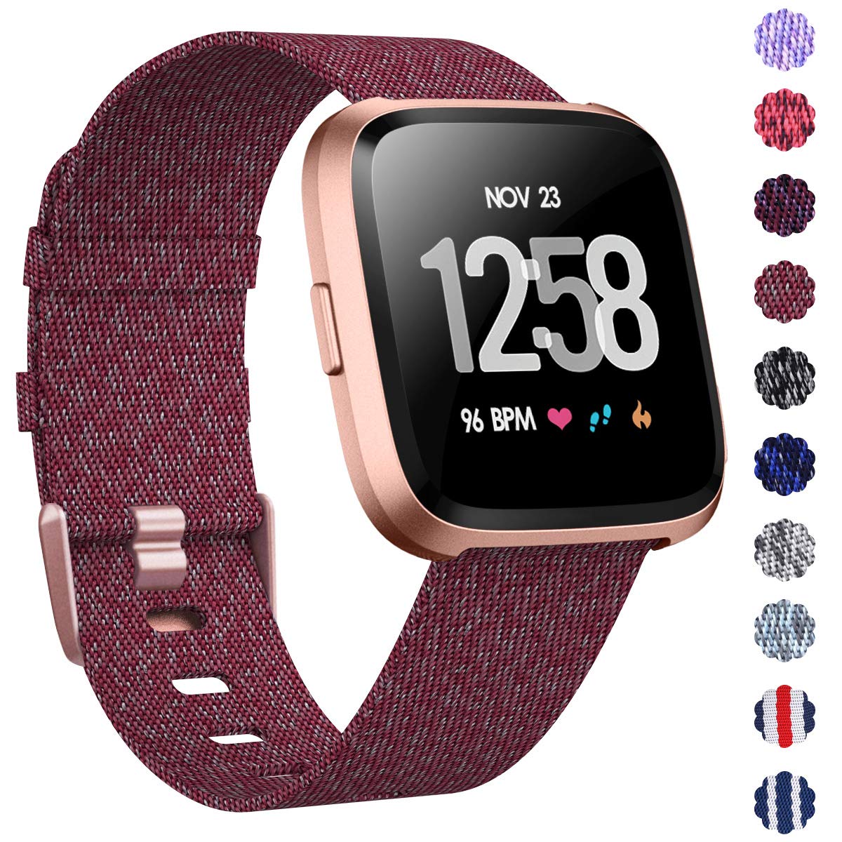 EZCO Bands Compatible with Fitbit Versa/Versa 2 / Versa Lite, Soft Woven Fabric Breathable Watch Strap Women Man Replacement Wristband Accessories Compatible Versa Smart Watch