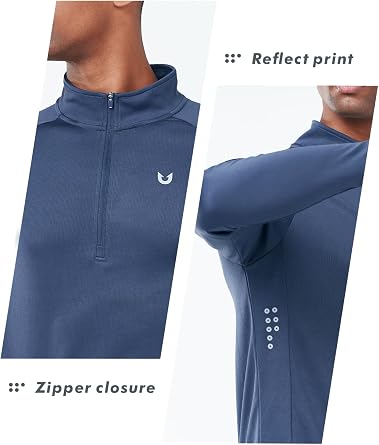 NORTHYARD Men's Quarter Zip Pullover Athletic Running 1/4 Zip Long Sleeve Pullovers Quick Dry Lightweight Tennis Gym Shirts