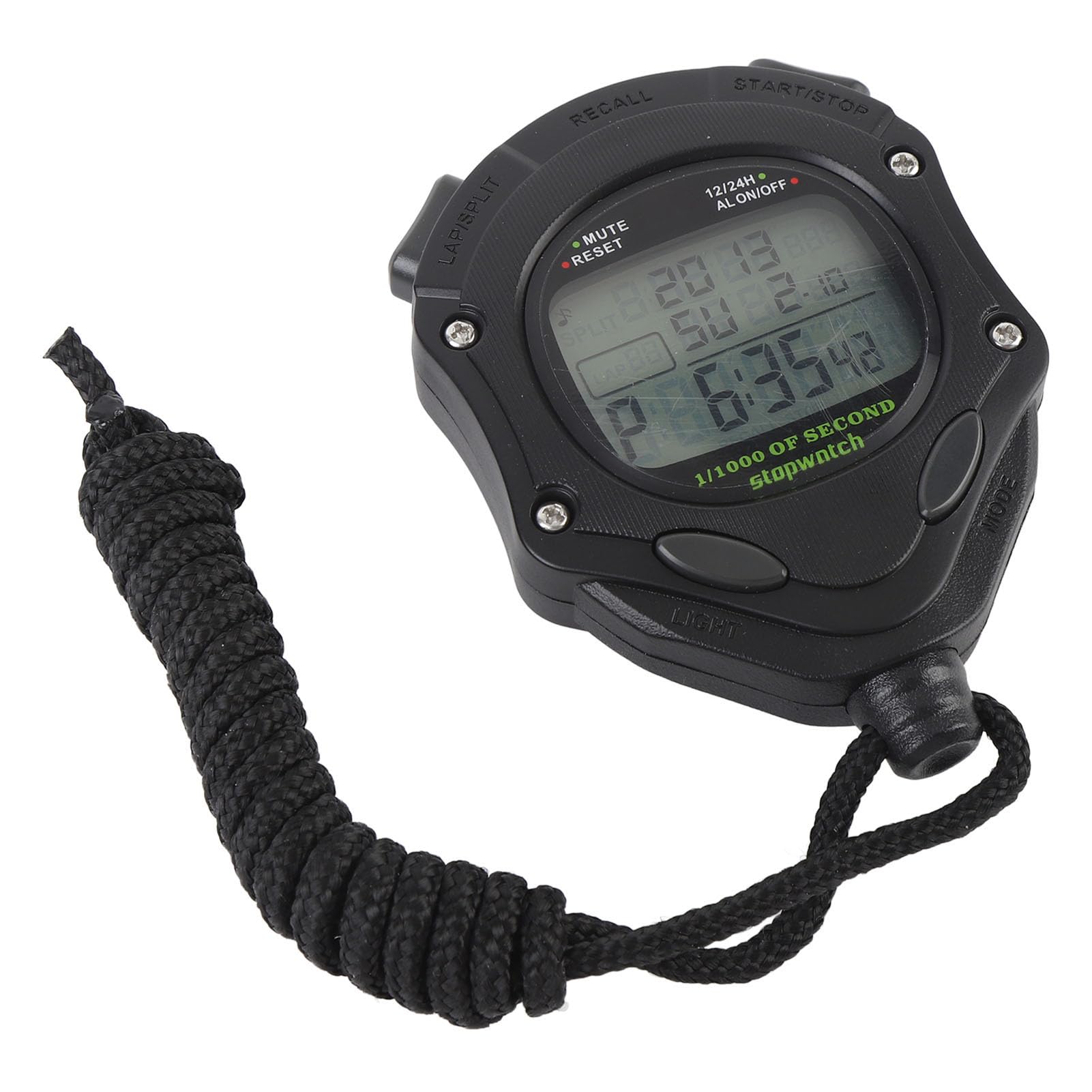 BuyWeek Cronometro Sportivo, Cronometro Digitale ABS Portatile Cronografo Timer con Night Light Alarm per Racing Nuoto