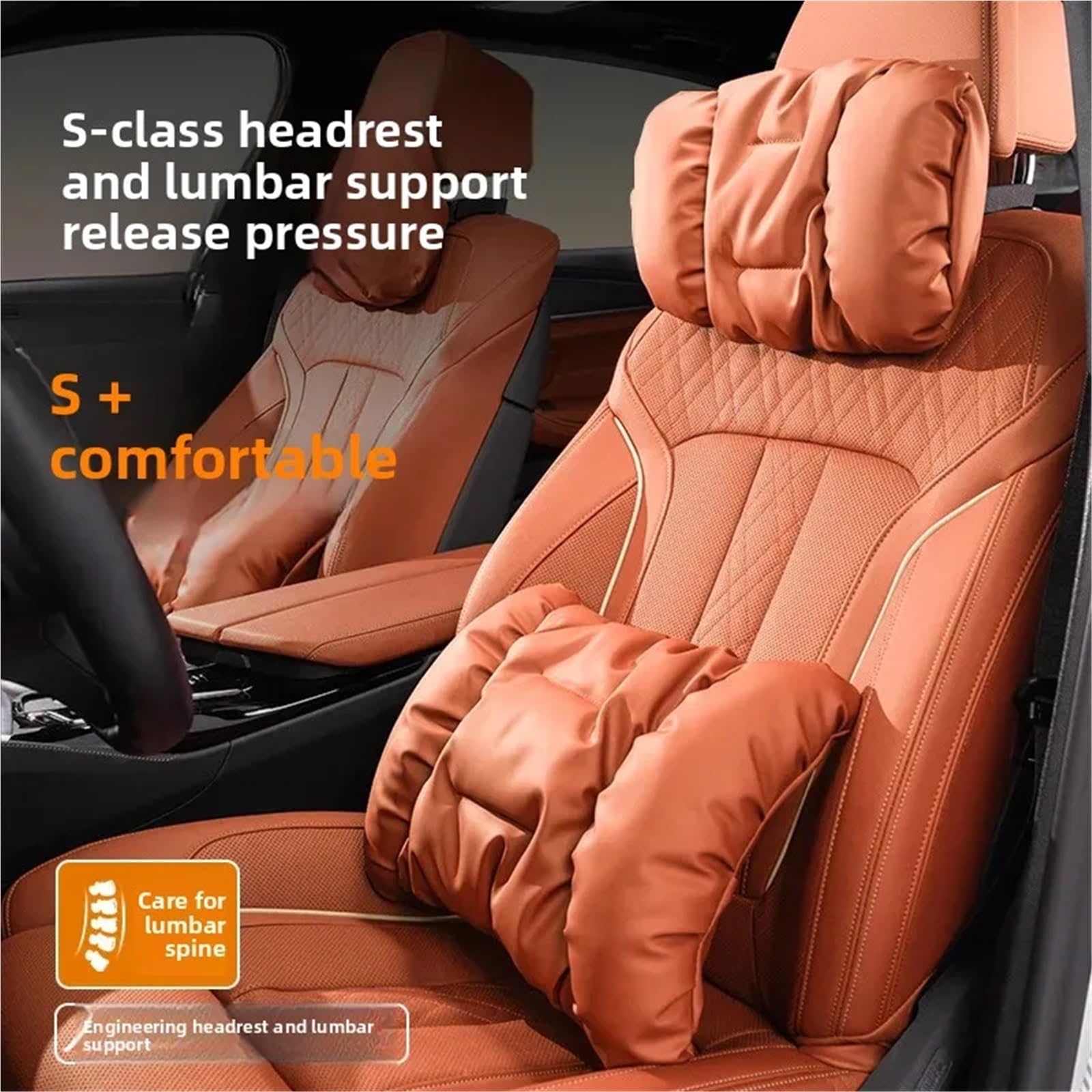 Car Pillow Driving Seat Cojín para el respaldo del cuello y reposacabezas del coche, resistente a las manchas, con sensación de montaje en el vehículo.(Headrest [Noble Black])