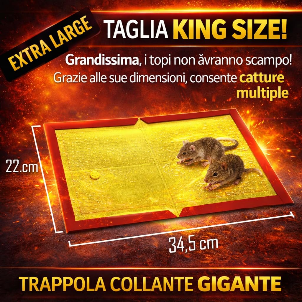 La Più Potente Trappola per Topi SUPER Adesiva – Confezione da 5 Trappole Collanti Extra Forti – Cattura Rapida e Sicura – Senza Veleno per Topi