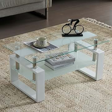 Amazon.co.jp: アイアンフレーム ガラス天板 センターテーブル