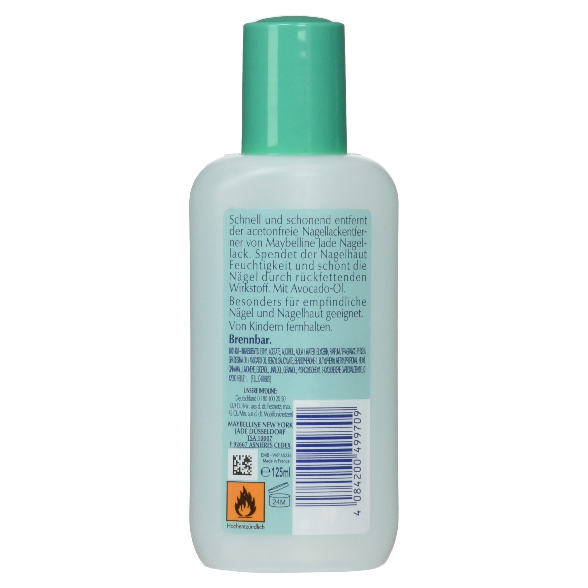 Maybelline Jade zmywacz do paznokci bez acetonu, pielęgnujący, Express Nails, 125 ml