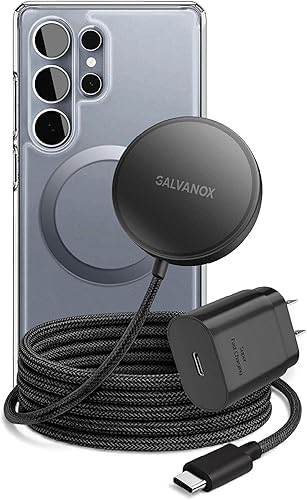Galvanox Cargador inalámbrico magnético para Samsung, compatible con MagSafe, adaptador de corriente PPS de carga súper rápida de 25 W con cápsula