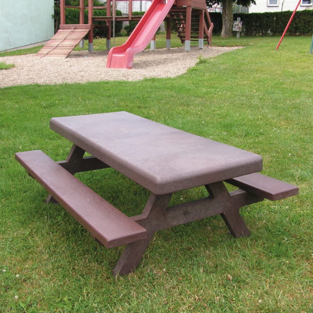hanit Kindersitzgruppe FORIO | 150 x 108 x 57cm | braun | wetterfester Outdoor Kinderpicknicktisch aus Recycling Kunststoff