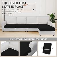 Vista 560 de Easy-Going Fundas Elásticas de 3 Piezas para Cojines de Sofá para Sofá Seccional Izquierdo/Derecho en Forma de L Chaise Lounge Funda de Asiento