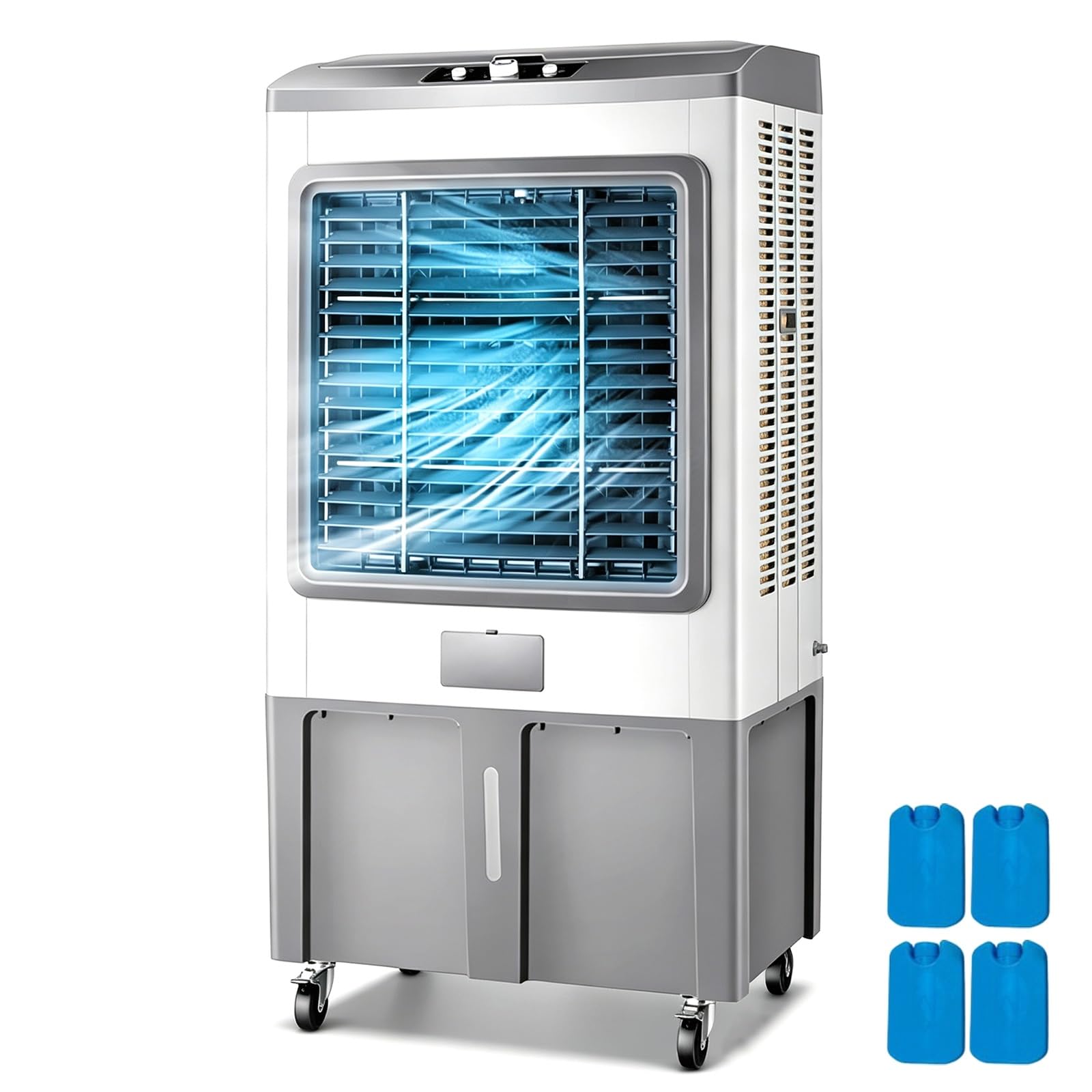 4200 CFM Portable Swamp Cooler Indoor with 29 Gal Water Tank and Ice Boxes, Evaporative Cooler with Caster Wheels for Commercial, Office, Home