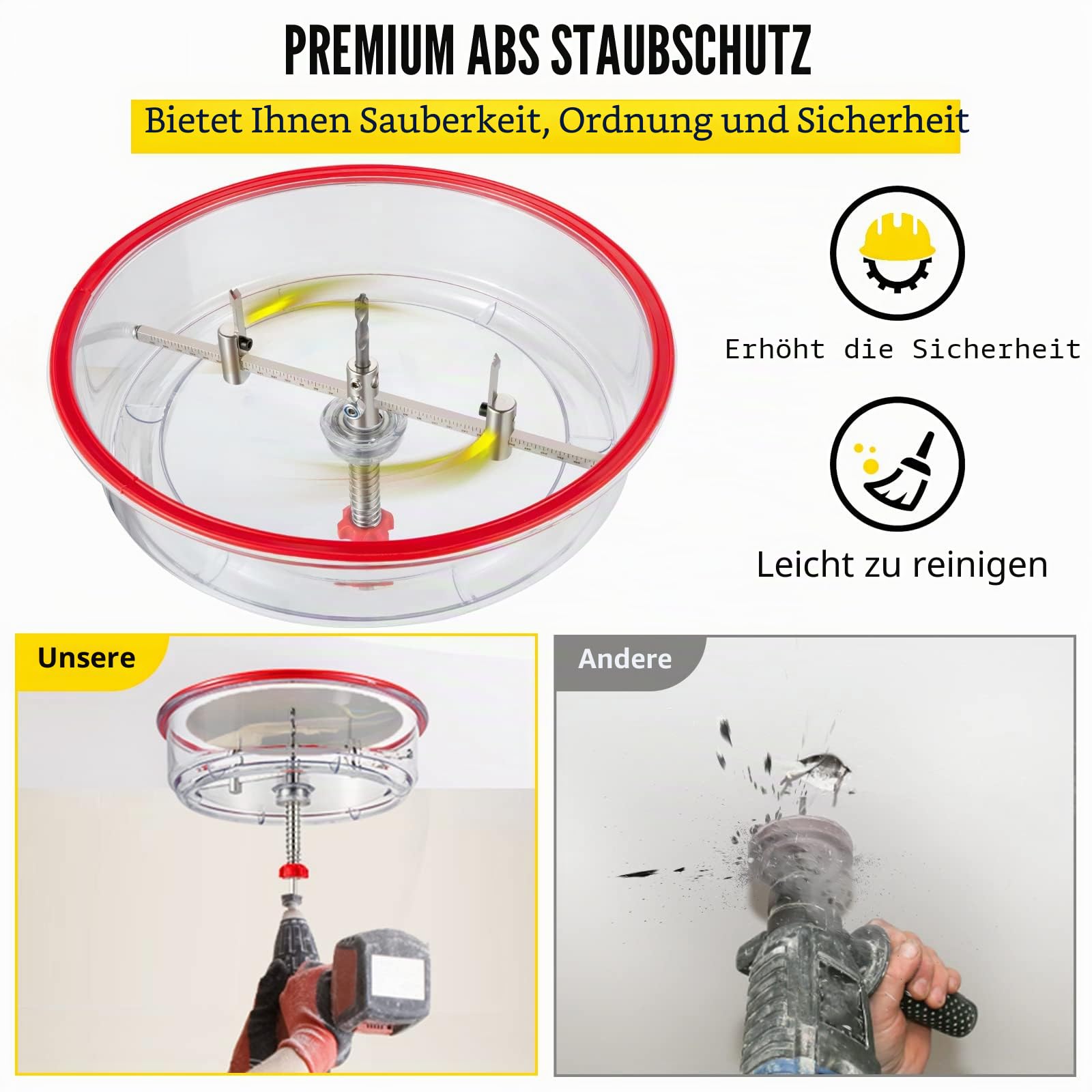 VEVOR Professionelle Lochsäge 40-300 mm Durchmesser Kreisschneider, Verstellbar Durchmessergröße Lochbohrer mit Staubschutzhülle, für Lüftungslöcher, Einbauleuchten auf Sheetrock-Kunststoffe, Holz