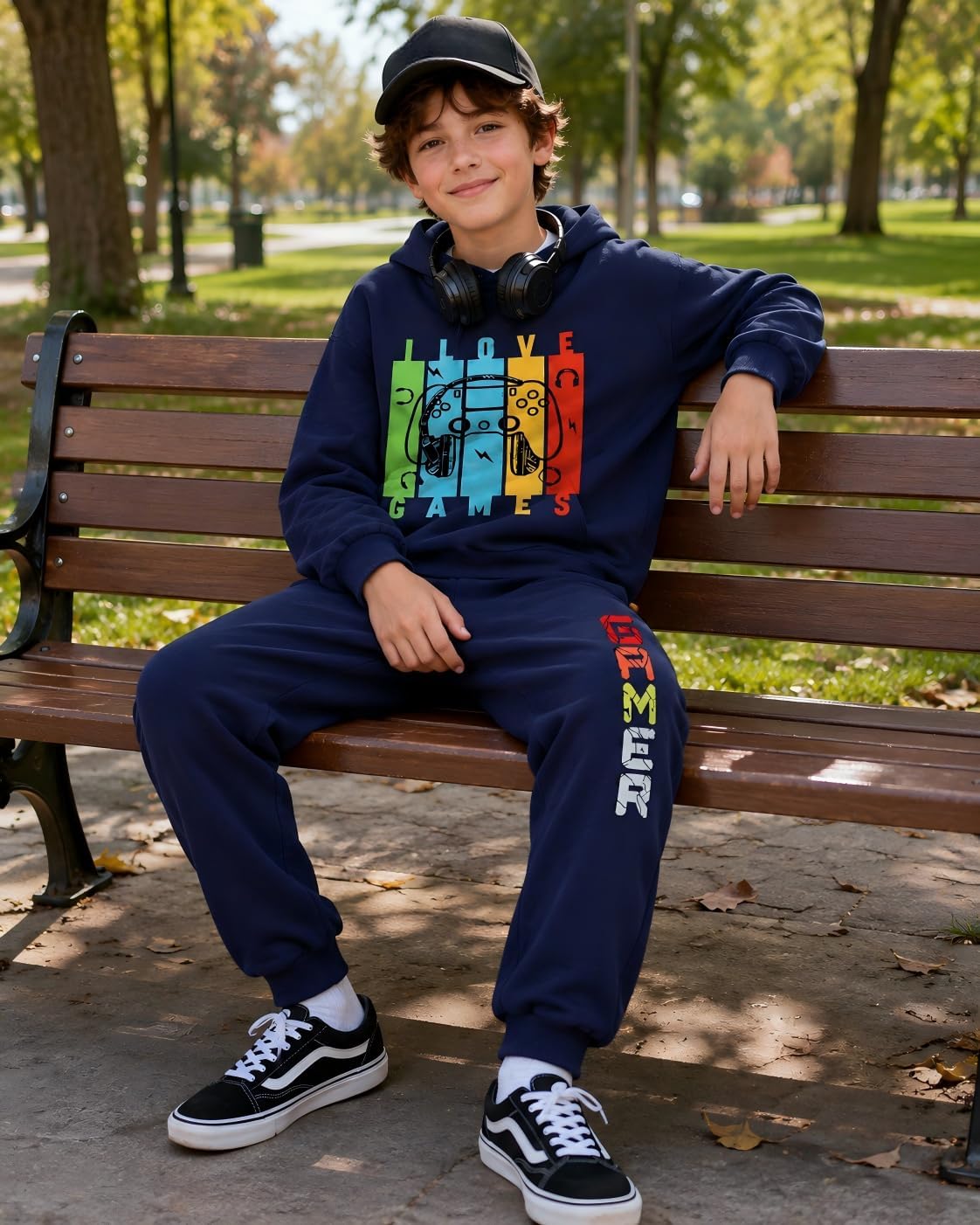 Boy's 2 Piece Outfits Sweatsuit Gamer Graphic Hoodie Jogger Pants Set