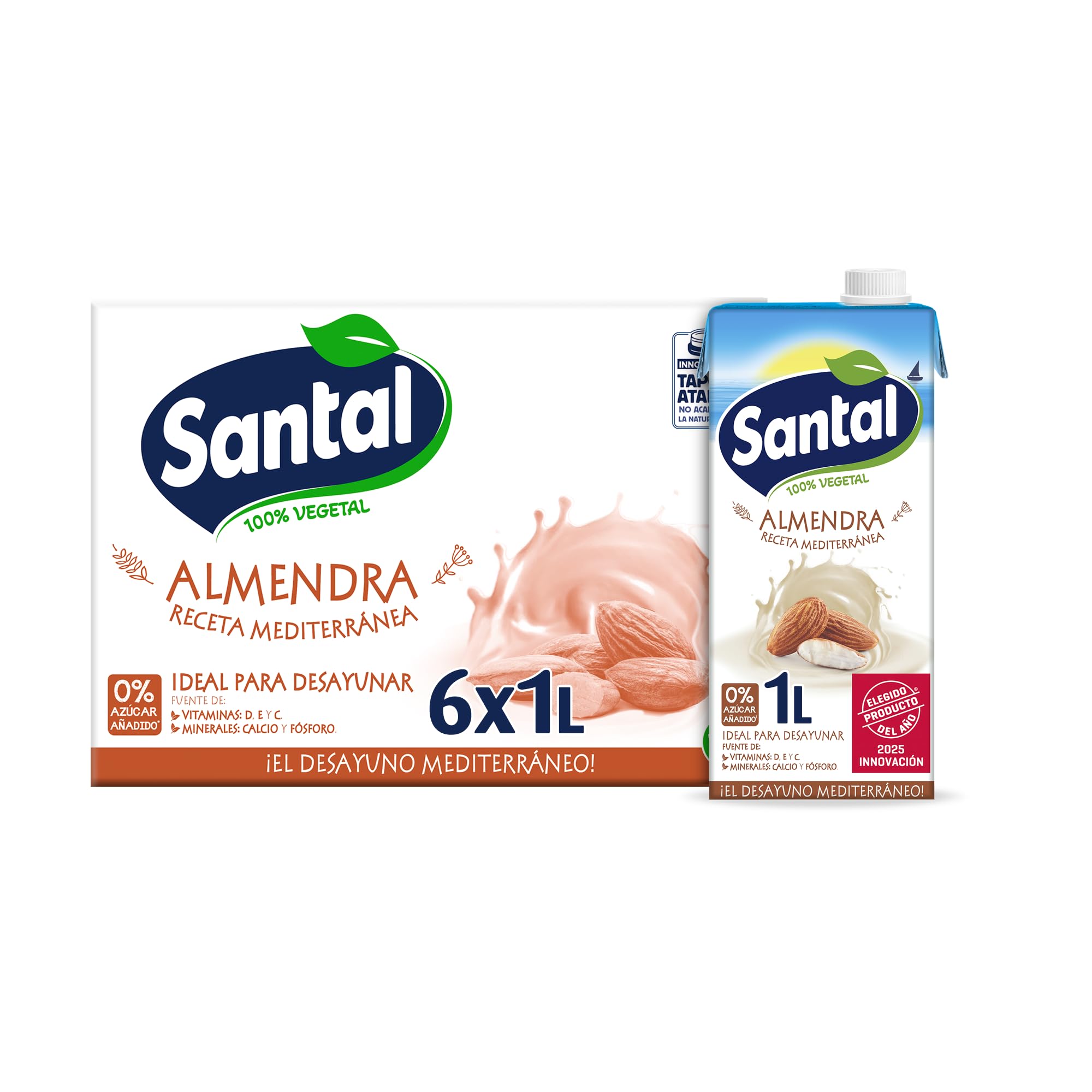 Santai Bebida Vegetal de Almendra Sin Azúcares Añadidos Pack 6 x 1 Litro