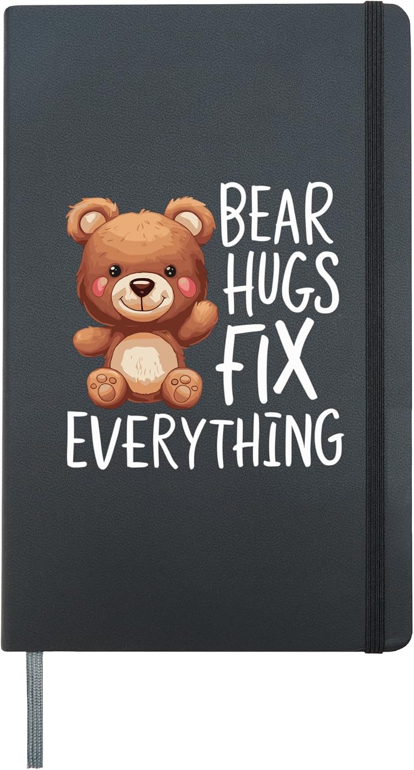 Teddy Bear Cute Bear Lover Plush Toy Aesthetic Gift Hardcover Journal, Black
