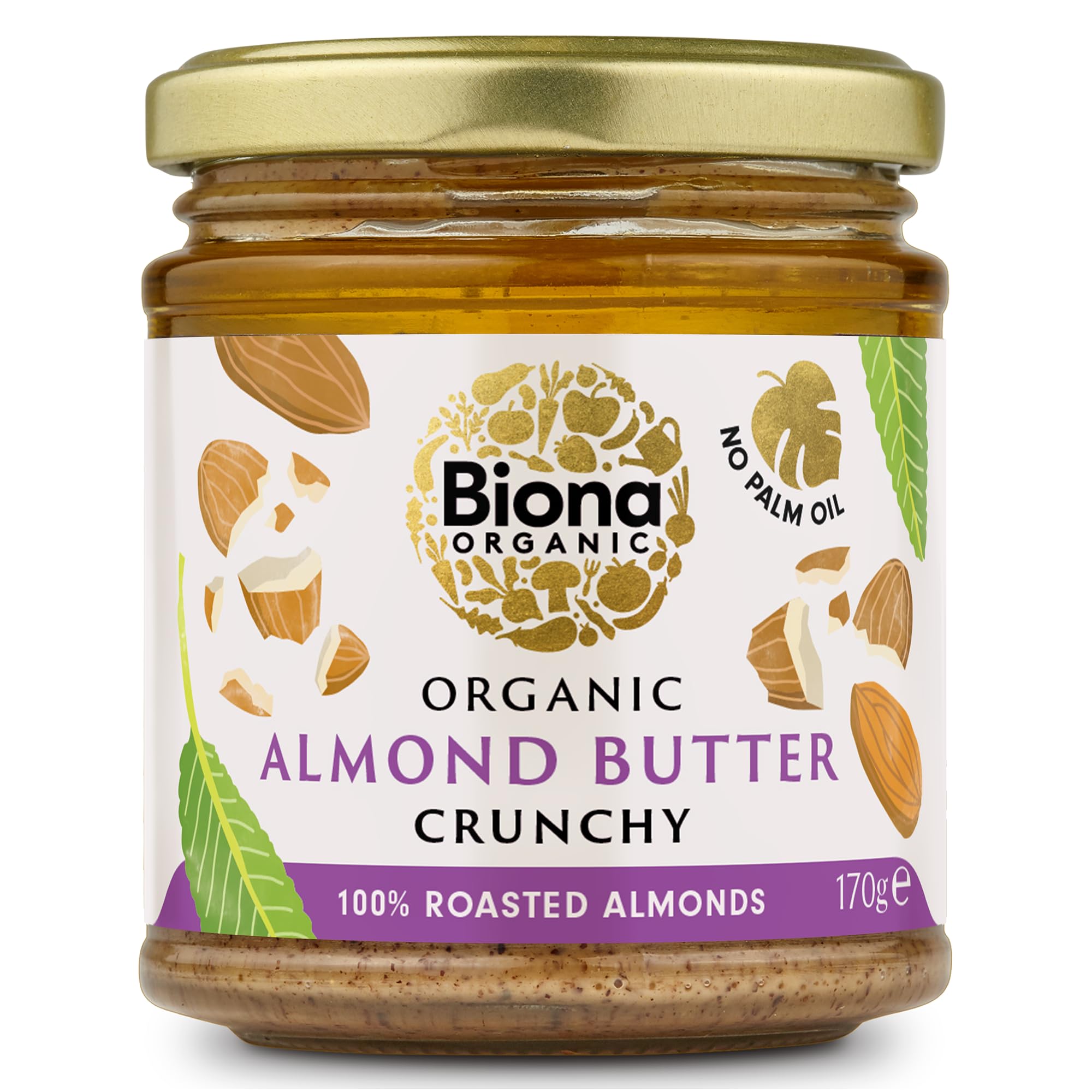 Biona Almond Butter Crunchy Organic, 170g