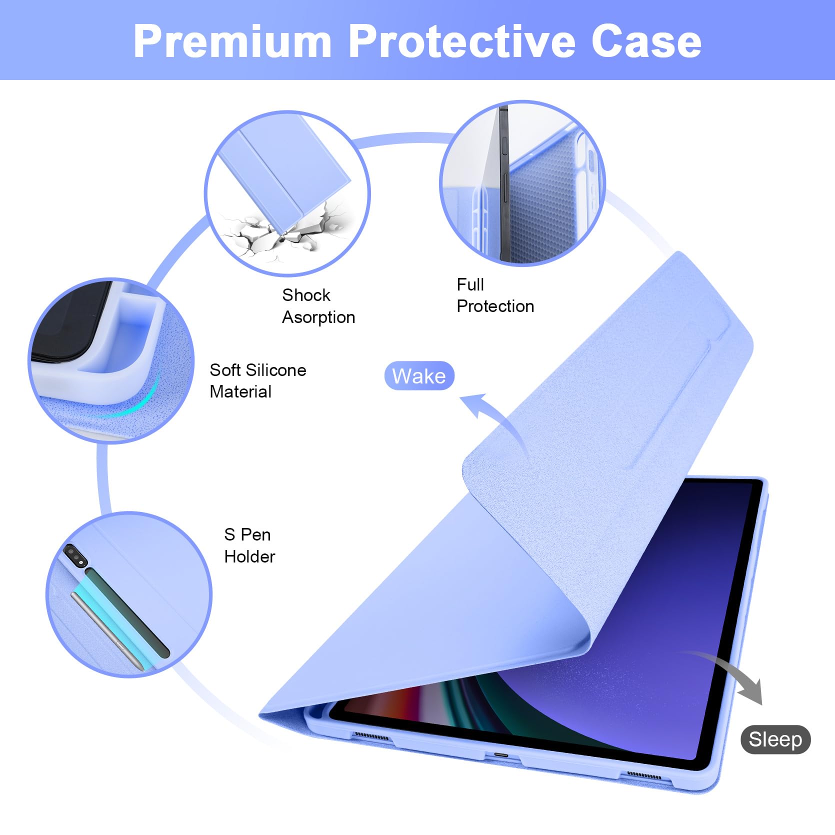 SOPPY Custodia con tastiera retroilluminata per Samsung Galaxy Tab S10+ Plus/S9+ Plus/S9 FE+/S8+/S7+/S7 FE da 12,4", 7 colori retroilluminati, layout UK, custodia per tastiera wireless e portapenne,