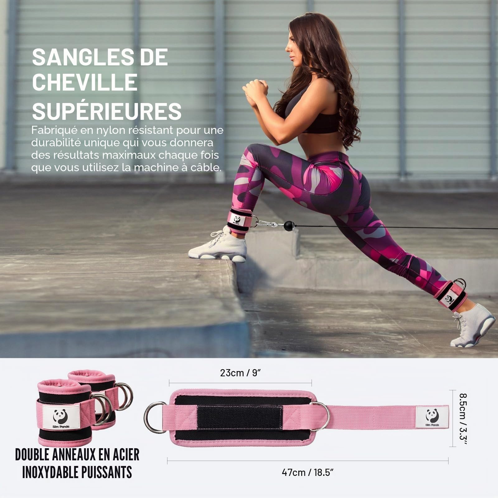 Slim Panda Sangle Cheville Musculation Poulie (rembourré) - Sangle Musculation et de Fitness sur Le Câble Machines - Ankle Straps