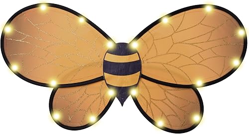 Miniatura 6 de Spooktacular Creations Accesorios de disfraz de alas de abejorro negro y amarillo, alas de abeja iluminadas y diadema de antena de abeja para