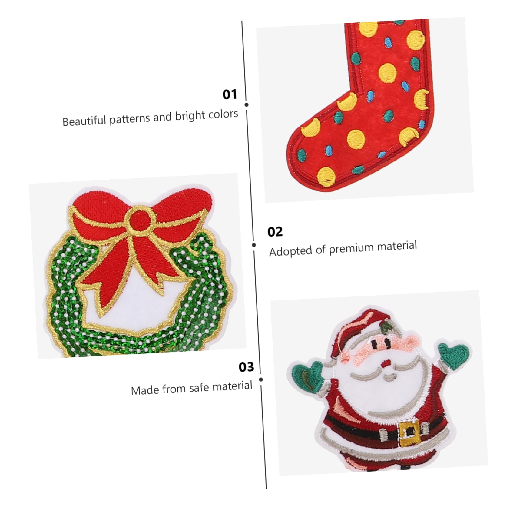 Angoily 50 Pièces de Couture de Noël Décoratifs Appliques Vêtements DIY Ornements Textiles Durables pour Personnalisation et Réparation