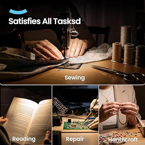 Vista 7 de ARTDOT - Gafas de aumento con luz para kits de arte de diamantes, 5 lentes reemplazables para lupa con 4 luces LED y brillo ajustable