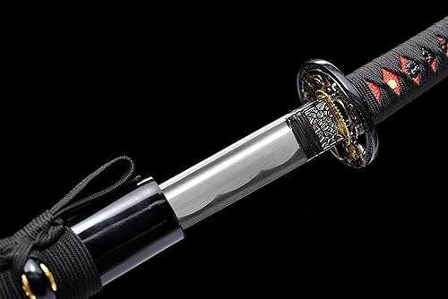 Miniatura 4 de JIHPEN sword - Katana corta, espada wakizashi japonesa hecha a mano de acero al carbono 1045 espiga completa -31 pulgadas