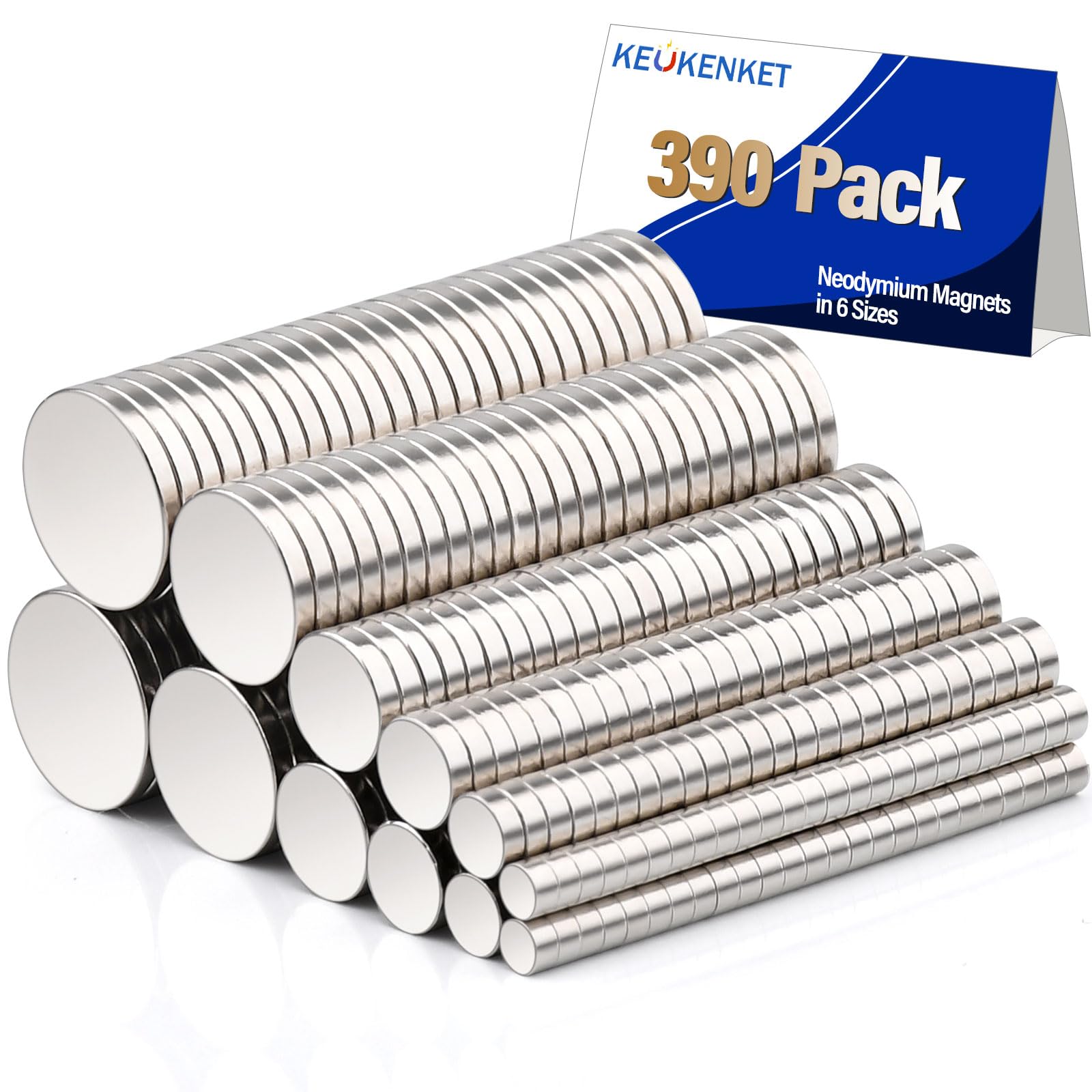 390PCS Small Strong Magnets in 6 Different Sizes,Neodymium Disc Magnets Heavy Duty,Rare Earth Magnet Small Round Magnet for Industrial