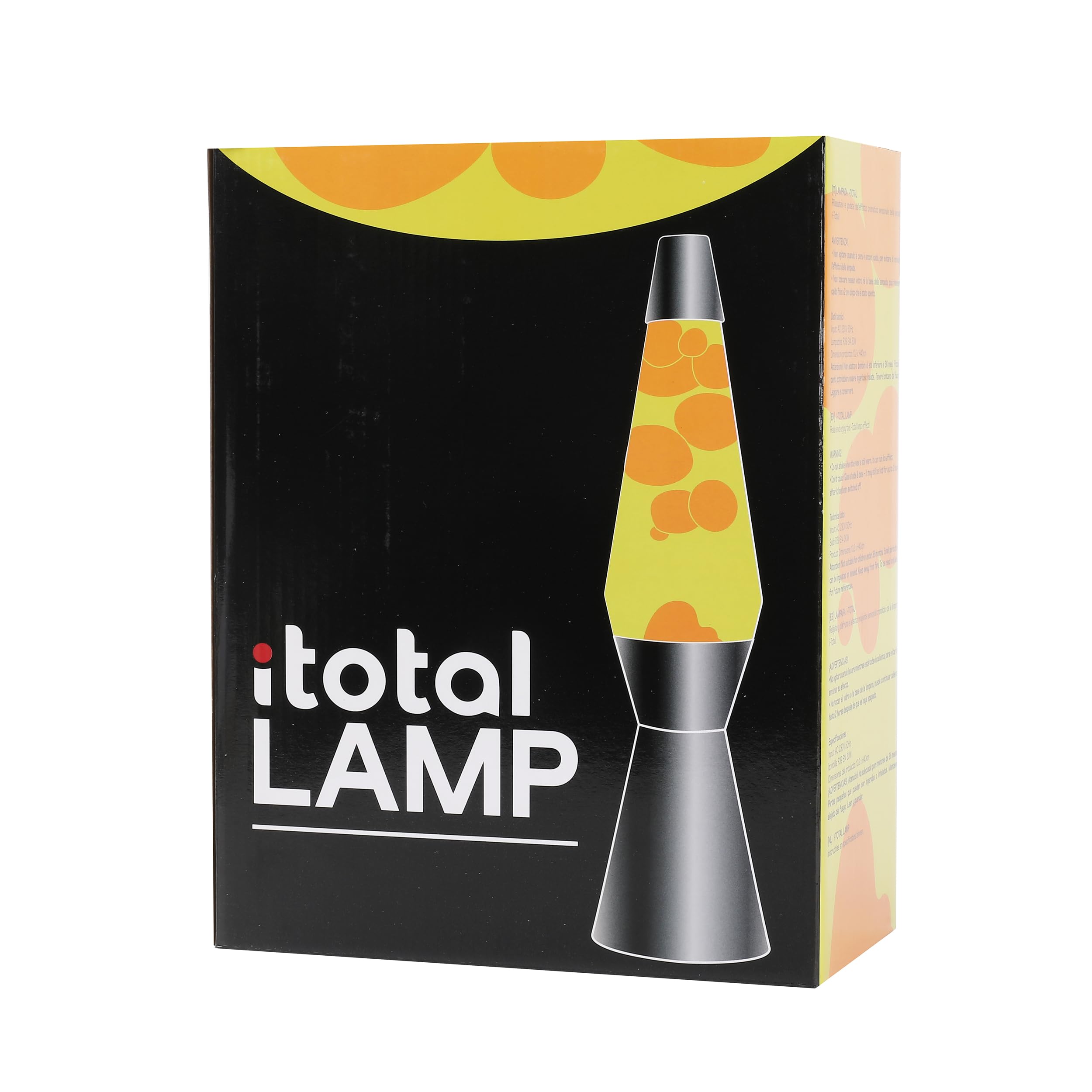 I-TOTAL® - Lampada Lava Spaceship Colorata Effetto Bolle Ipnotico, Design Retrò, Cera Fluida, Luce Rilassante, Lampada Decorativa per Casa e Ufficio (Base Argentata Liquido Giallo Cera Arancione)