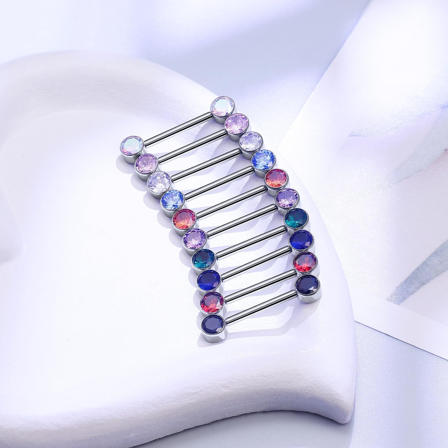 14G ASTM F136 Titanium Nipple Piercing Jewelry Round CZ Nipple Barbell Jewelry Internally Threaded G23 Solid Titanium Nipple Piercing Barbell Ring Jewelry for Women Men 14 Gauge - Image 2