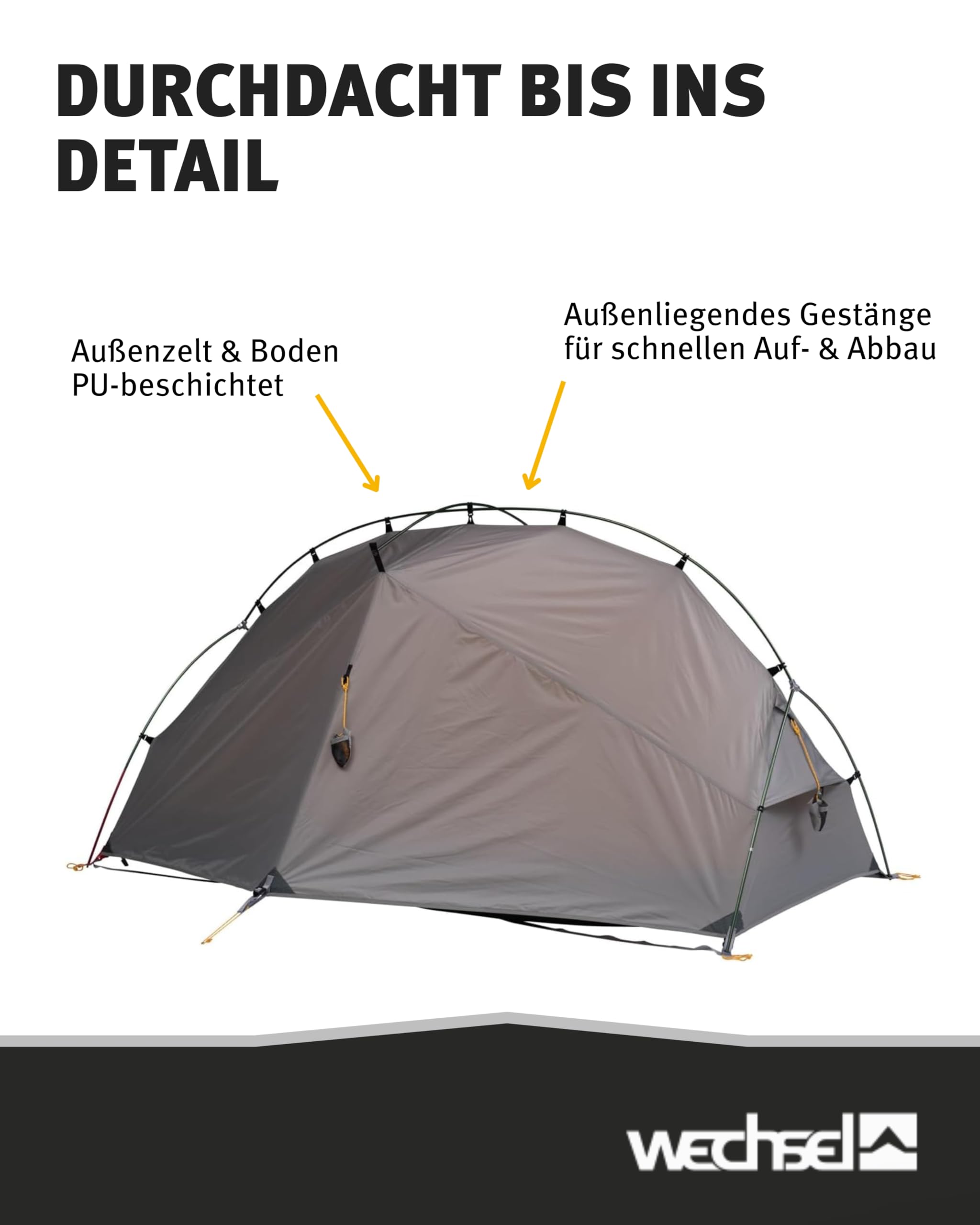 Wechsel Trekkingzelt Trailrunner I Leichtgewichtszelt für 1,5 Personen I schnell aufbaubares Hybridzelt I kompakt & transportabel I ideales Outdoor-Zelt für Camping, Wandern, Radreisen, Kanu & Kajak