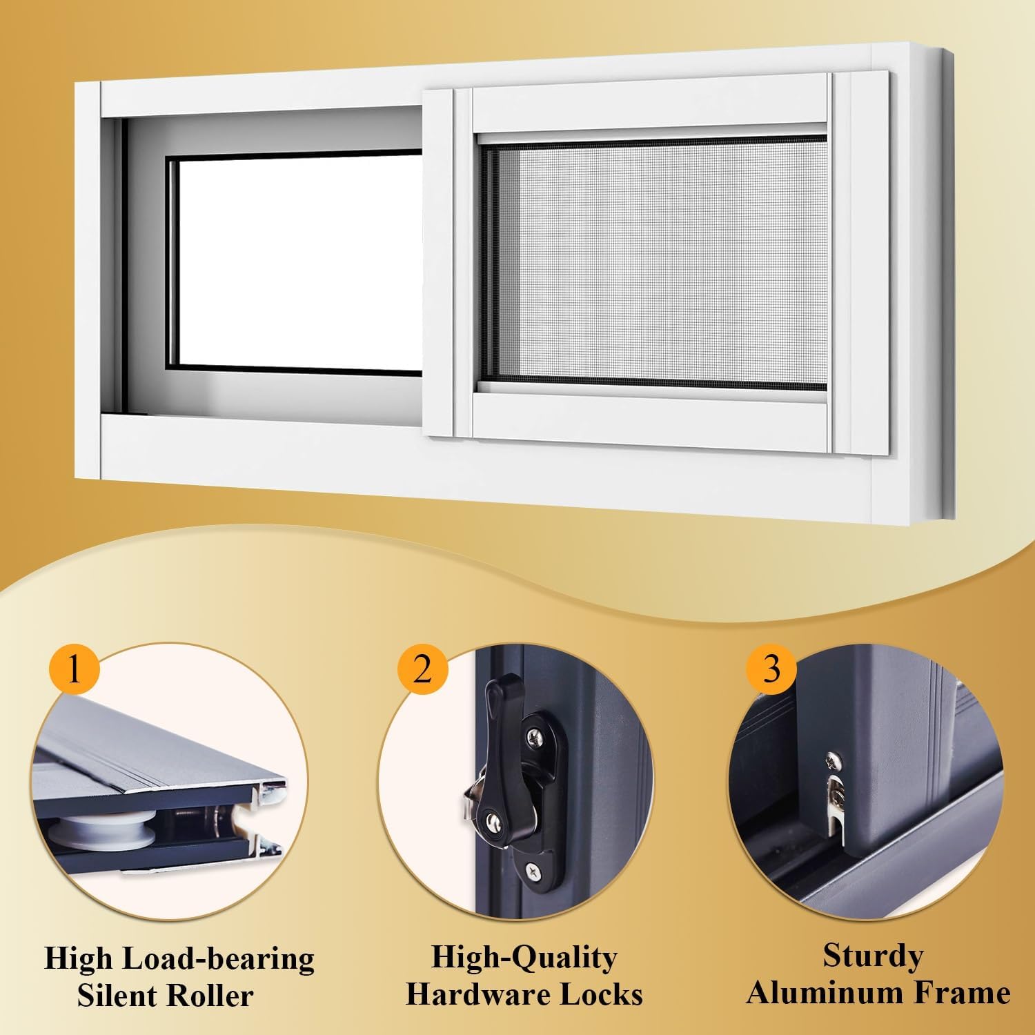 Basement Windows Replacement Horizontal Sliding Windows, White Aluminum Alloy Frame 5mm Tempered Glass and Screen, for Houses, Chicken Coop, Garage, Barns(Black,29x28in)