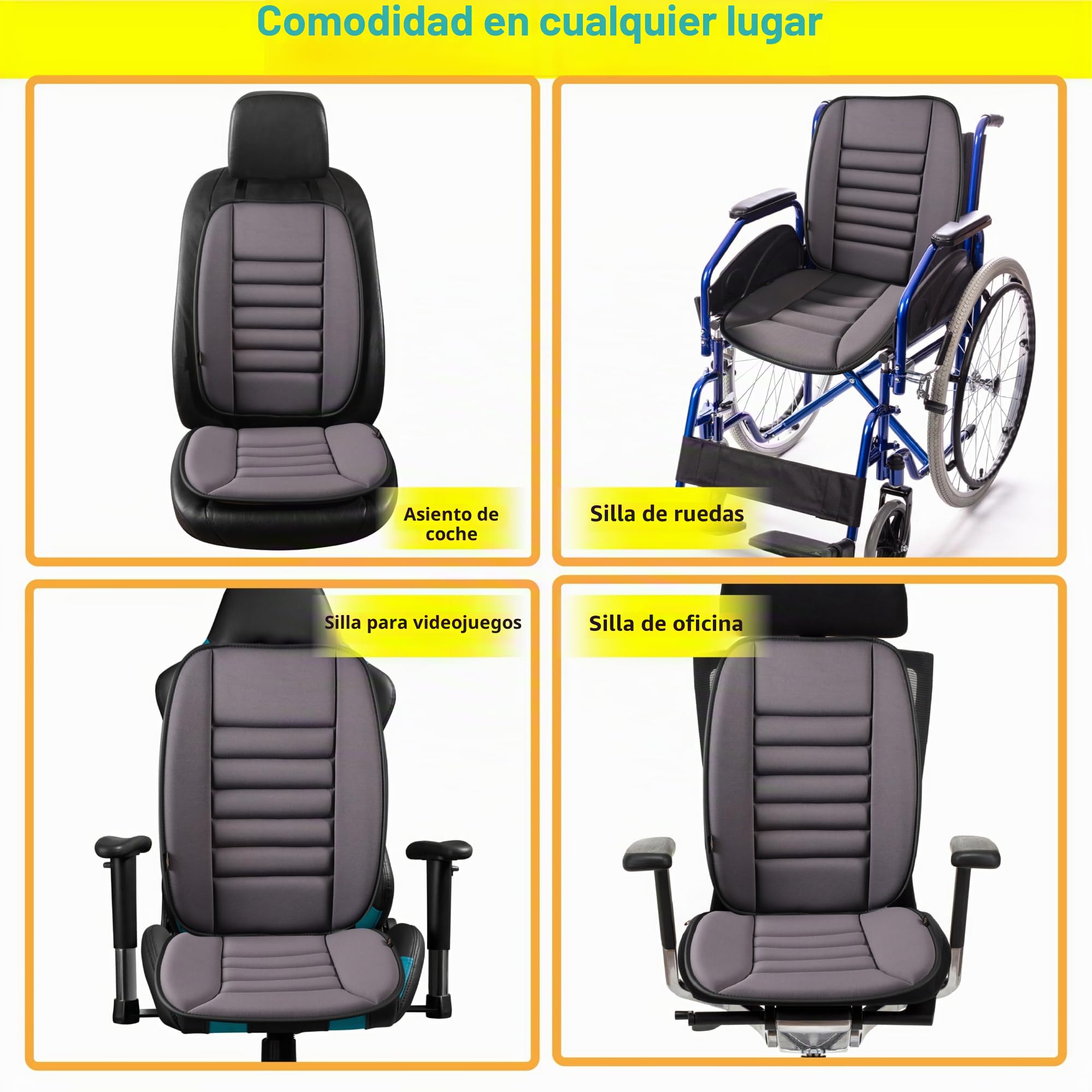 kingphenix Cojín para asiento de coche con almohada de apoyo para la espalda, espuma viscoelástica, color gris
