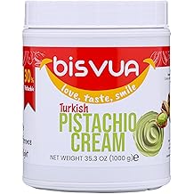 BISVUA Premium Pistachio Cream (30%), 1 kg (2.2 lb.) - Pistachio Butter &amp; Spread - Perfect for Viral Dubai Chocolate Bar Kit - Kataifi, Ice Cream, Versatile Butter for Desserts, Breakfast