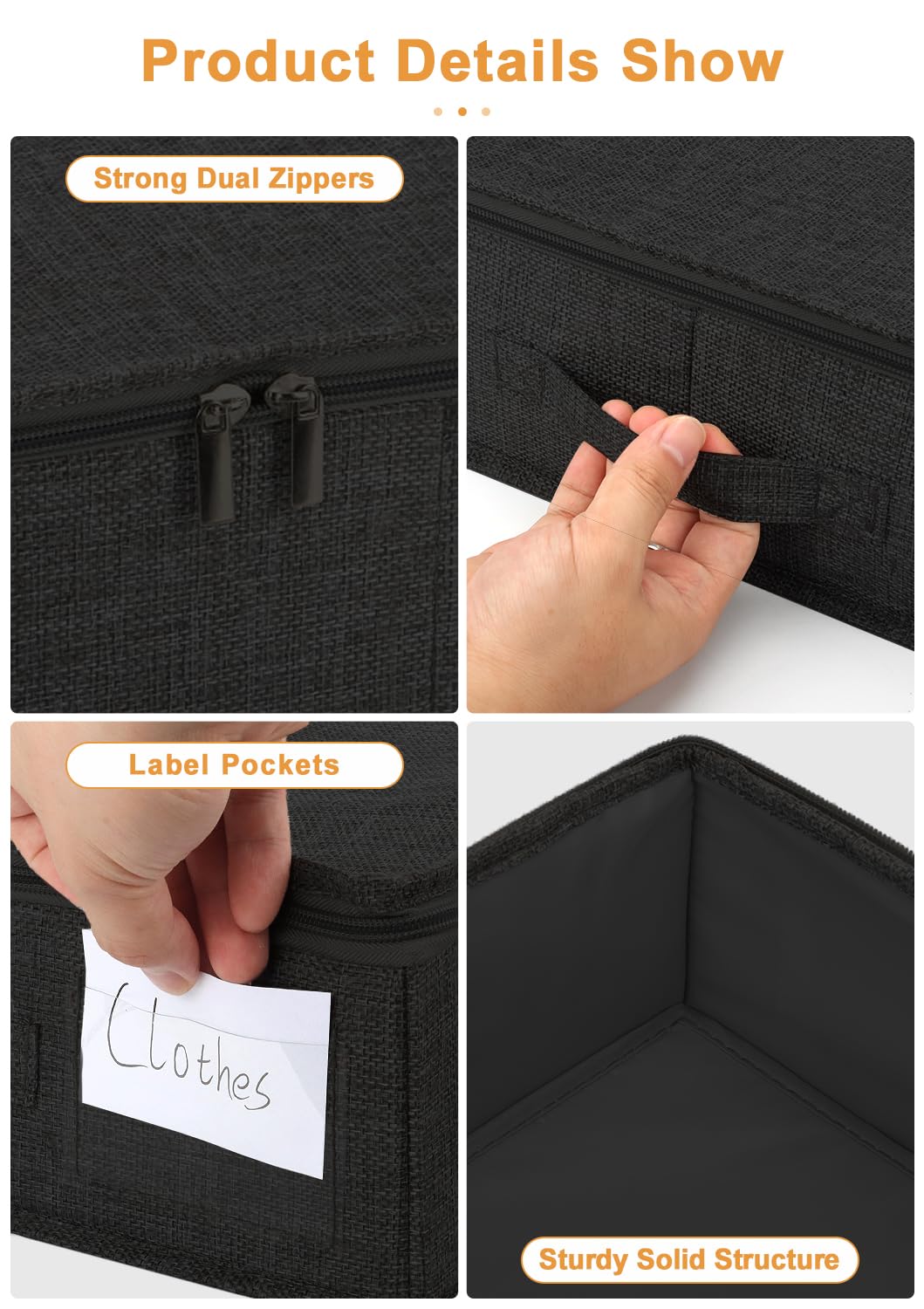HMJGDZG Confezione contenitori portaoggetti sotto Il Letto, Alti 4,5 Pollici, a Basso Profilo, con Robusto Supporto Laterale Inferiore, da Utilizzare Come Vestiti, Organizer per Cuscini e Coperte