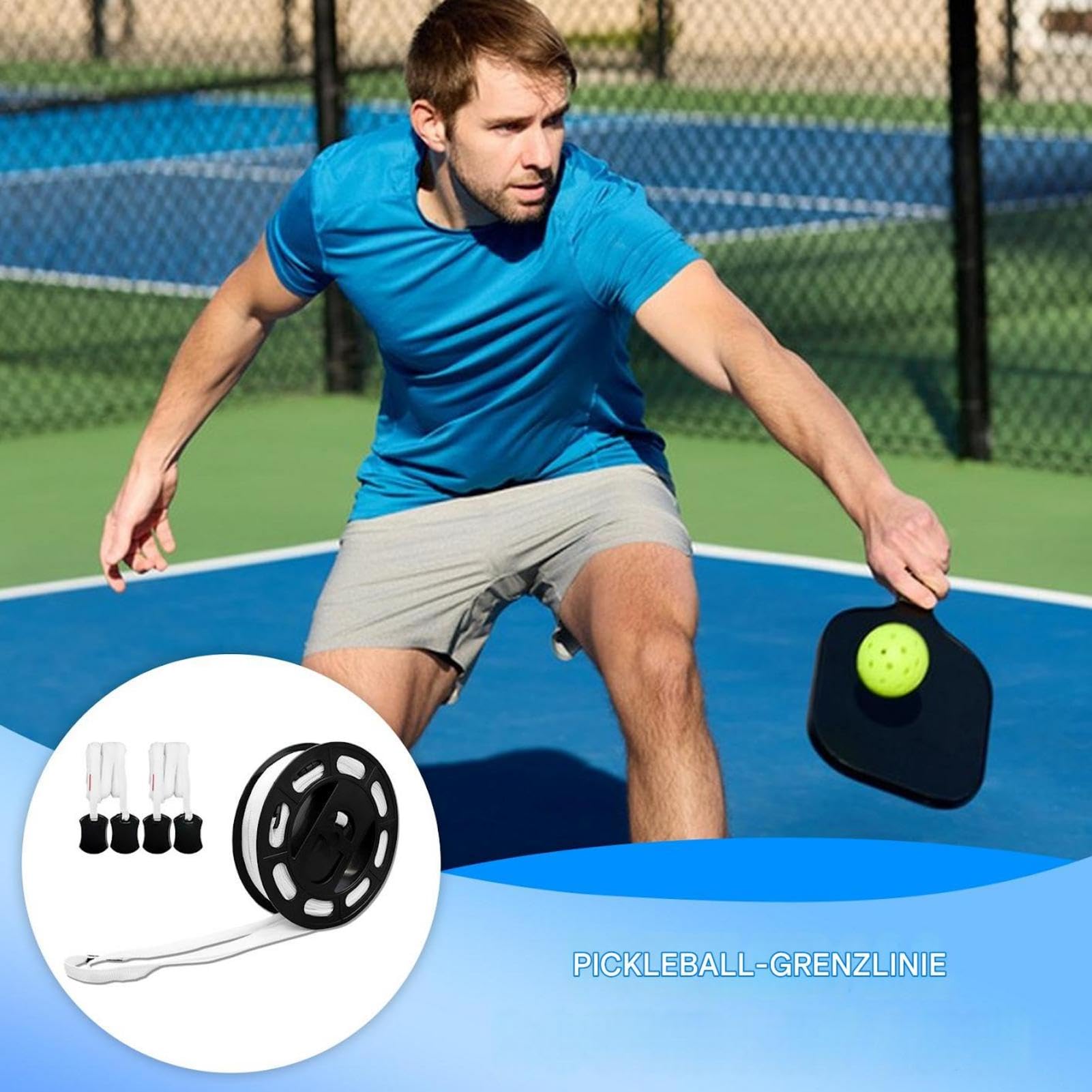 Pickleball Linien Klar Stabil Tragbar | Tennis Begrenzungsmarker für Rasen, Gras, Hinterhof, Park, Einfahrt, Terrasse, Gehweg, Beton, Asphalt, Hartboden,