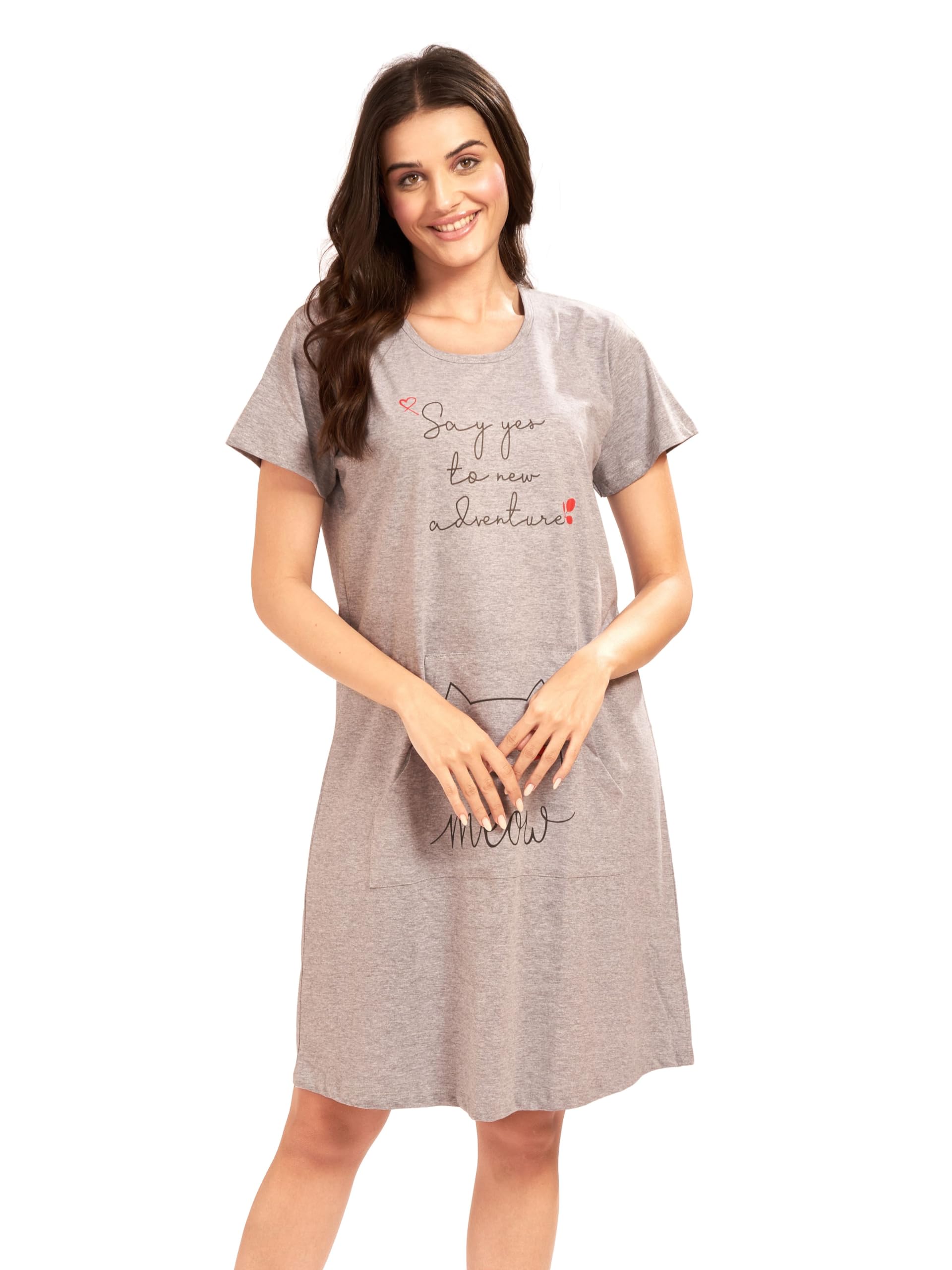 Women's Cotton Printed Knee Length Nighty