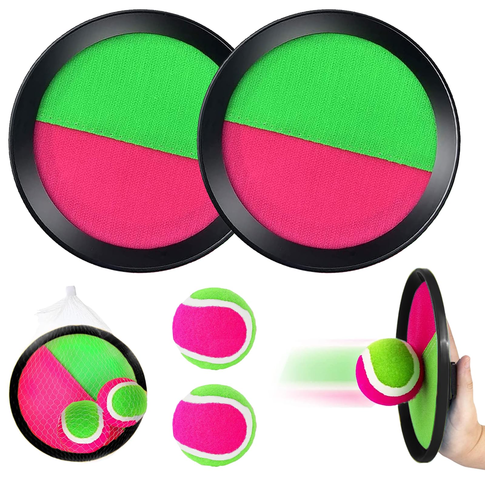 YOUYIKE Outdoor Klettballspiel für Kinder, 2 Paddel und 2 Bälle, Spaß im Freien Spiel Fangball-Spiel, Draußen Strand Spielzeug Spiele 2 3 4 5 6 7 8 9 10 Jahre Mädchen Jungen Junge Ostern Geschenke