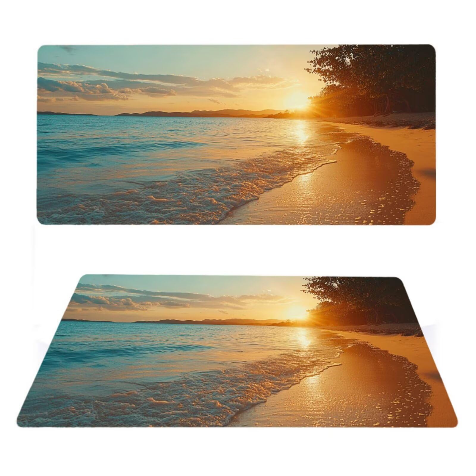 Podkładka pod mysz plażową, podkładka pod mysz do gier XXL 1200 x 600 x 5 mm, podkładka na biurko dla graczy, bardzo duża bezszwowa mata na stół dla graczy, antypoślizgowa podstawa, klawiatura