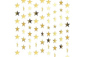 Double-Sided Gold Star Garland Decorations