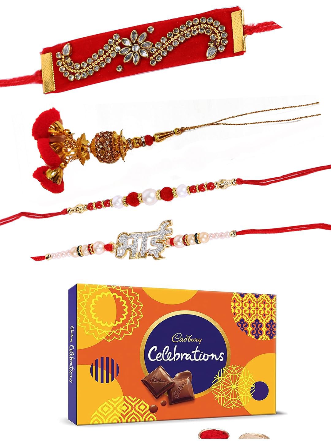 See full amazon price history chart for Rakhi with Gift for Brother with Chocolate Box Combo cadbury Celebration Pack with Premium 4 Rakhis for Brothers Combo/ Rakhi Set of 4 / Kundan Rakhi, Lumba Rakhi For Bhabhi, Designer Bhai Rakhi,Pearl,Greeting Card, Tilak Set Gift Rakhi with Gift for Brother with Chocolate Box Combo cadbury Celebration Pack with Premium 4 Rakhis for Brothers Combo/ Rakhi Set of 4 / Kundan Rakhi, Lumba Rakhi For Bhabhi, Designer Bhai Rakhi,Pearl,Greeting Card, Tilak Set Gift (B09BP41S8H) Amazon Price History, Amazon Price Tracker